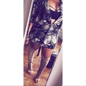 Chase & Chloe Peep-toe Over-the-knee Heels